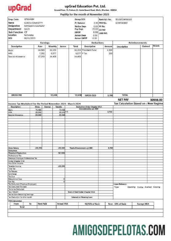 Em branco Modelo de recibo de pagamento da UpGrad Education em formatos Word e PDF.pdf, 1